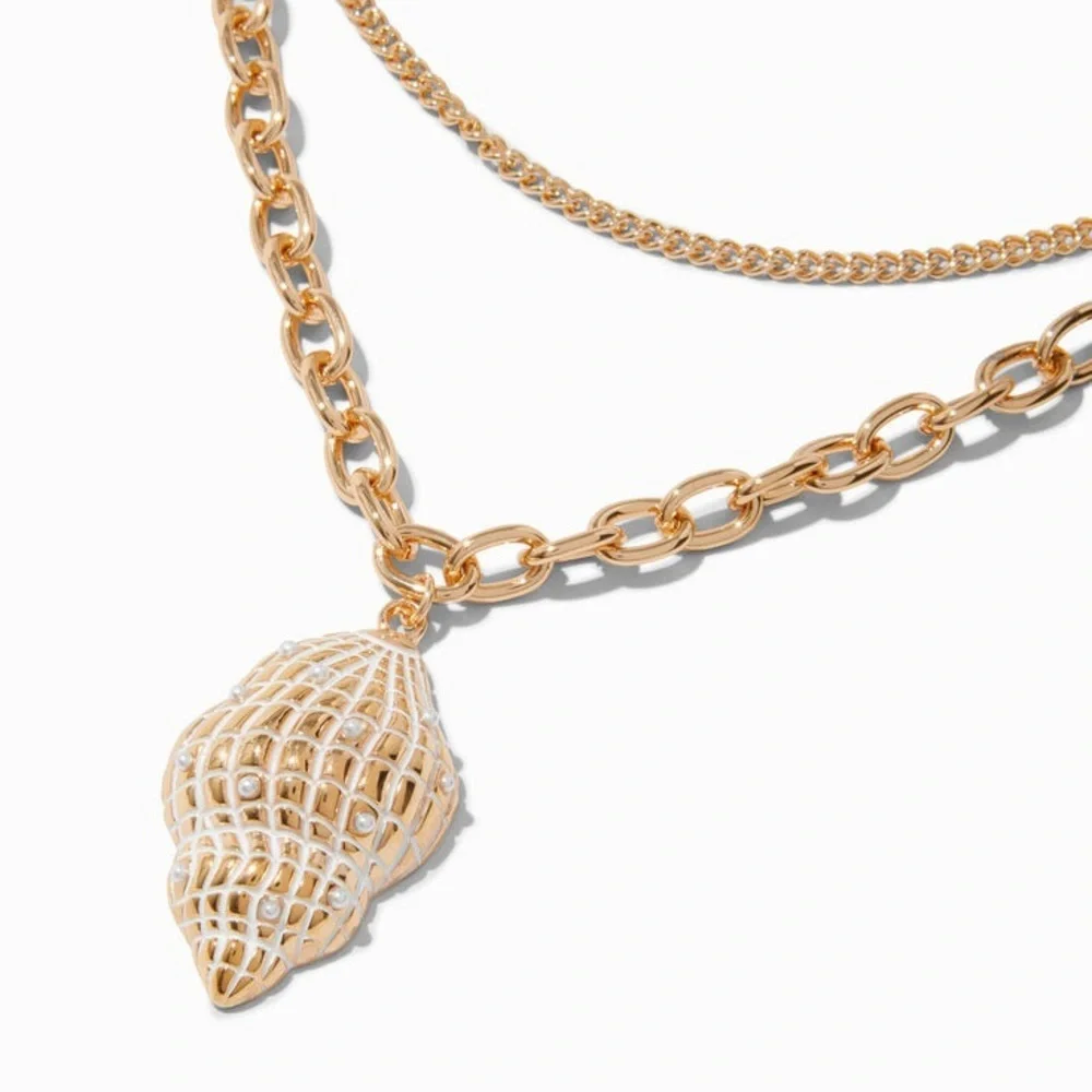 NWOT CONCH SHELL GOLD-TONE MULTI-STRAND NECKLACE